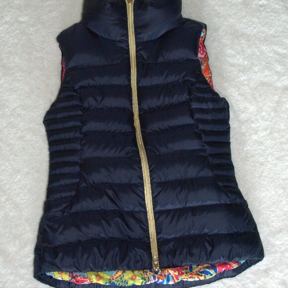 Lilly Pullitzer Allie Packable Midnight Puffer Down Feather Filled Vest XS - Picture 3 of 8